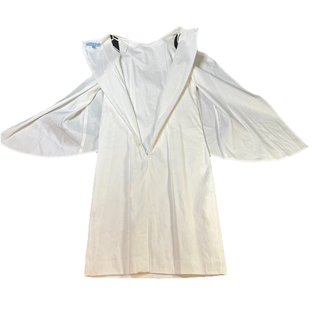 Linen Blend Antonio Melani White Shift Tiered Dress Preppy Cocktail Sz 4 Lined - Picture 15 of 15
